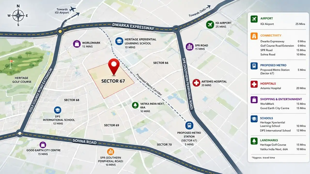 Smartworld Sector 67A Location Map