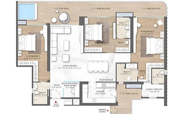 2 BHK Floor Plan